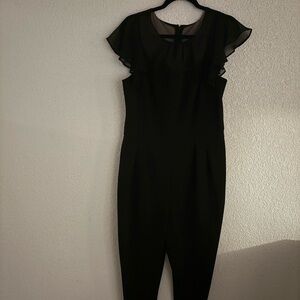 Elegant Black Ruffle Sleeve Jumpsuit